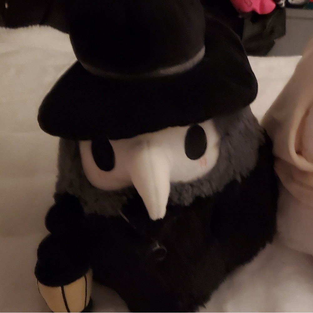 Plush Bird Pet Toy - Cream and Black Soft Decorative Plush